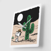 Spike in een Moonlit woestijn Vierkante Klok (Hoek)
