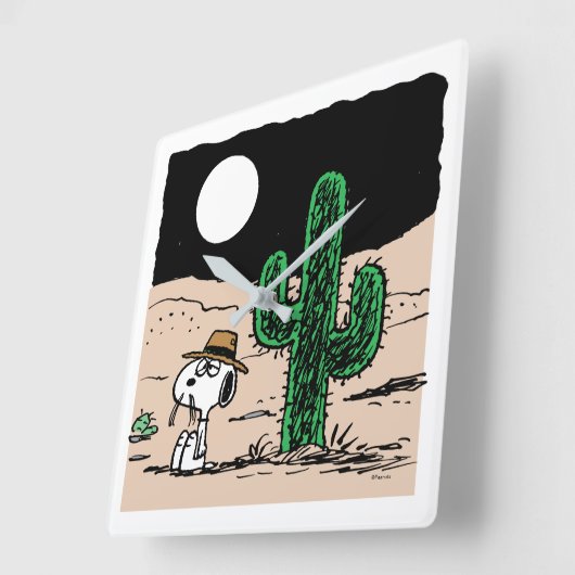 Spike in een Moonlit woestijn Vierkante Klok (Hoek)