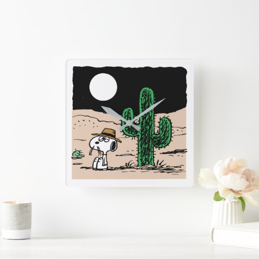 Spike in een Moonlit woestijn Vierkante Klok (Huis)