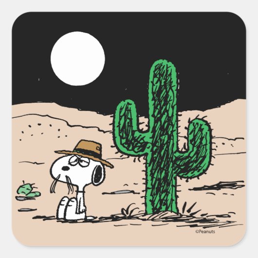 Spike in een Moonlit woestijn Vierkante Sticker (Voorkant)