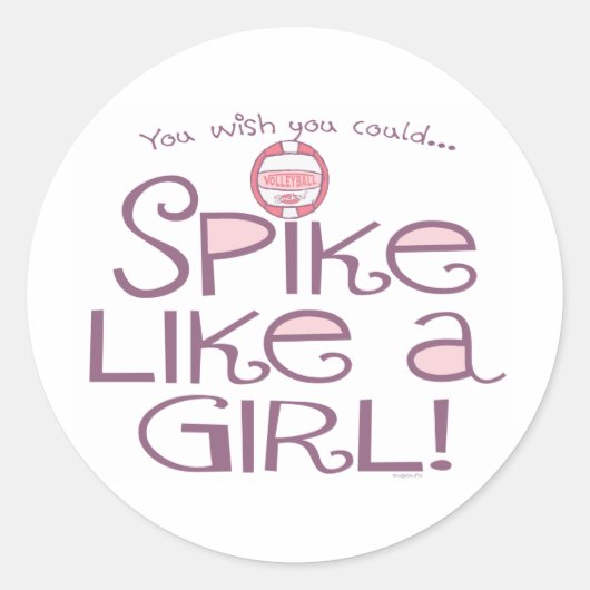 Spike like a Girl Ronde Sticker (Voorkant)