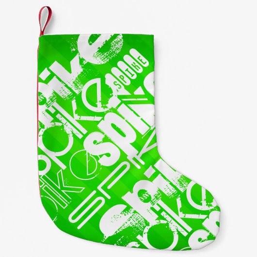 Spike; Neon Green Stripes Kleine Kerstsok (Voorkant)