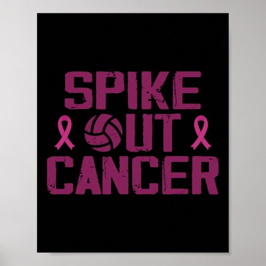 Spike Out Kanker Volleyll Borstkanker Bewustzijn Poster (Voorkant)