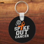 Spike out volleybal leukemie kankerbewustzijn rib sleutelhanger (Voorkant)
