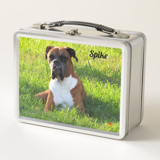 Spike the Boxer Dog - Gepersonaliseerde metalen lu (Voorkant)