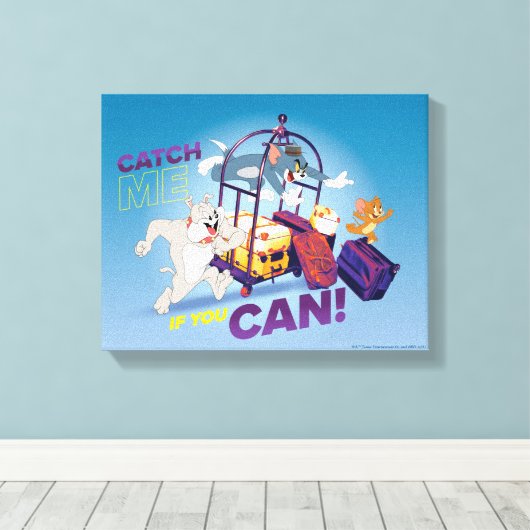 Spike, Tom en Jerry, pak me als je kunt Canvas Afdruk (Insitu (Houten vloer))