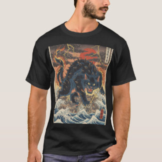 Spiked Kaiju Over Tempest Ocean T-shirt