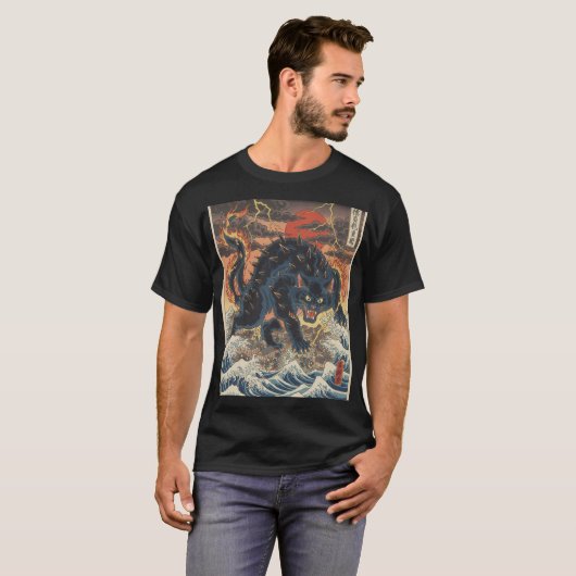 Spiked Kaiju Over Tempest Ocean T-shirt (Voorkant volledig)