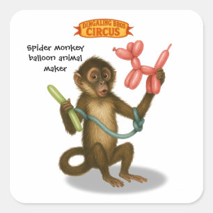 Spike's ballon aap magie vierkante sticker