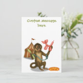 Spike's balloon monkey magic bedankkaart (Staand voorkant)