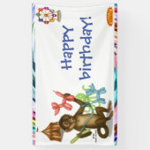 Spike's balloon monkey magic birthday spandoek (Verticaal)