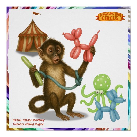 Spike's balloon monkey magic perfect poster (Voorkant)
