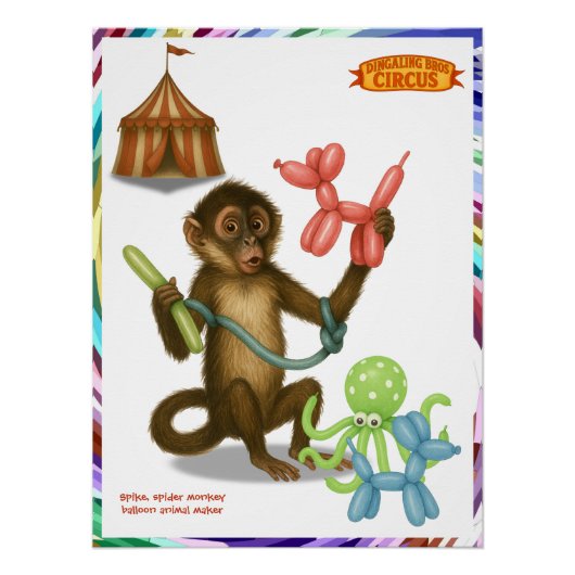 Spike's balloon monkey magic perfect poster (Voorkant)