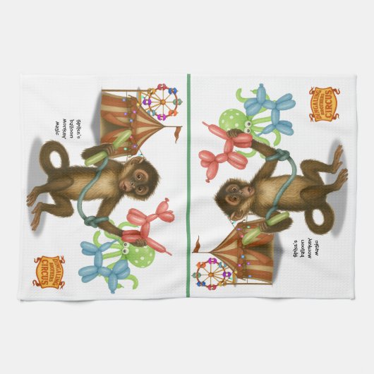 Spike's balloon monkey magic theedoek (Horizontaal)