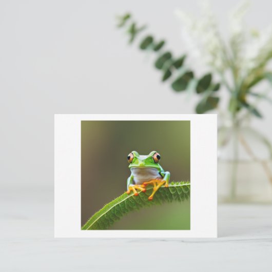 Spikey blad met kikker briefkaart (Staand voorkant)