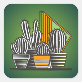 SPIKEY LITTLE CACTUS COLLECTIE VIERKANTE STICKER