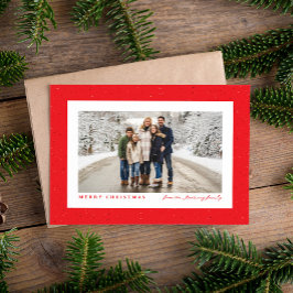 Spikkel frame eenvoudige rode kerst foto feestdagenkaart