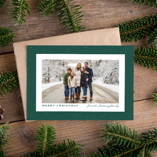 Spikkelkader groen buitenkerstfoto feestdagenkaart