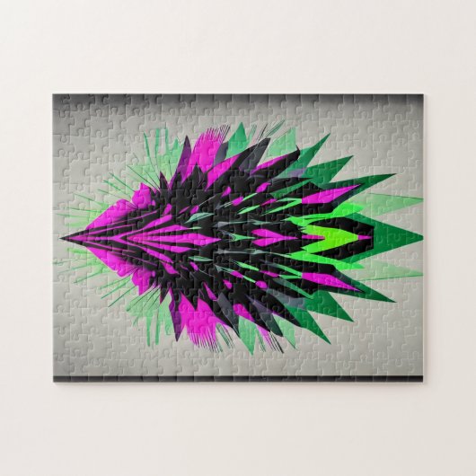 Spiky Abstracte Vogel Puzzel - Paarse & Zwart, 252 (Horizontaal)