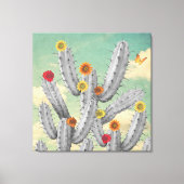 Spiky Cactus Flowers Collage Art Canvas Afdruk (Voorkant)