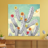 Spiky Cactus Flowers Collage Art Canvas Afdruk (Insitu (Woonkamer))