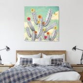 Spiky Cactus Flowers Collage Art Canvas Afdruk (Insitu (Slaapkamer))