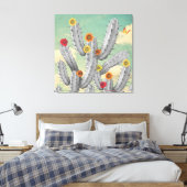 Spiky Cactus Flowers Collage Art Canvas Afdruk (Insitu (Slaapkamer))