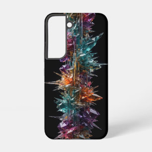 Spiky Crystal Shard Kolom - Goud Teal Magenta Samsung Galaxy Hoesje