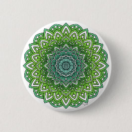 Spiky Green Flower Mandala Ronde Button 5,7 Cm