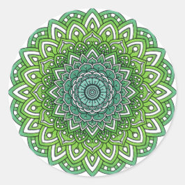 Spiky Green Flower Mandala Ronde Sticker