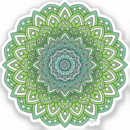Spiky Green Flower Mandala Sticker