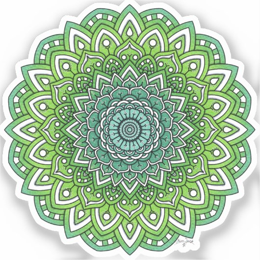 Spiky Green Flower Mandala Sticker (Voorkant)