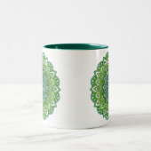 Spiky Green Flower Mandala Tweekleurige Koffiemok (Center)