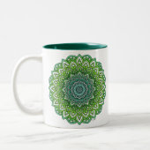 Spiky Green Flower Mandala Tweekleurige Koffiemok (Links)