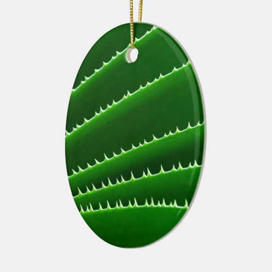Spiky Green Leaf Pattern Keramisch Ornament (Links)