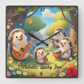 "Spiky Music Jam" Vierkante Klok (Voorkant)