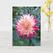Spiky roze dahlia briefkaart (Gele Bloem)