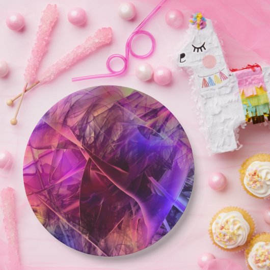 Spiky Shiny Faux Glass Texture Abstract Design Papieren Bordje (Feest)