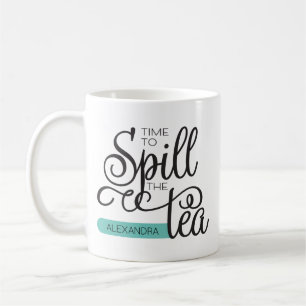 Spil de Tea Trendy Typografie Black Blauwgroen Koffiemok