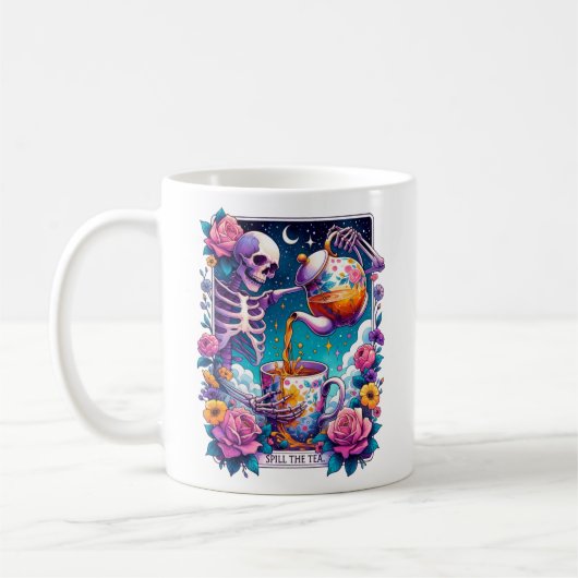 Spill de Tea Skeleton Tarot Kaart Koffiemok (Links)