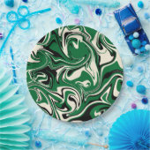 Spill - groen, crème en zwart papieren bordje (Feest)