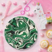 Spill - groen, crème en zwart papieren bordje (Feest)