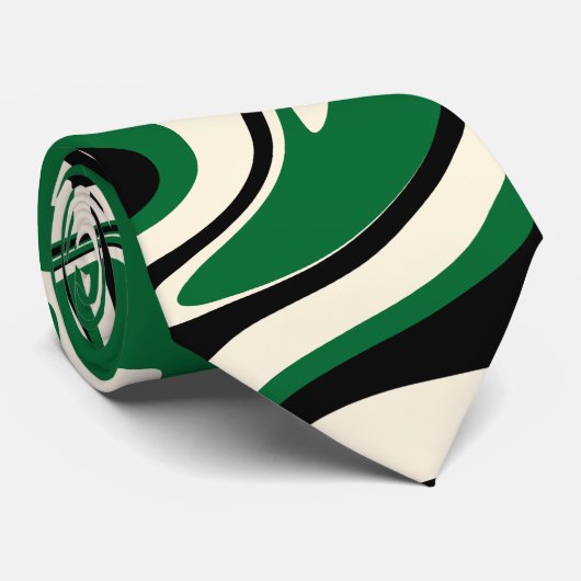 Spill - groen, crème en zwart stropdas (Opgerold)