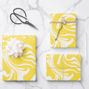 Spill - Lemon Yellow and White Inpakpapier Vel