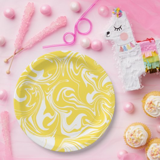 Spill - Lemon Yellow and White Papieren Bordje (Feest)