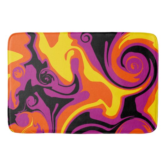 Spill - Oranje, zwart, roze en geel Badmat (Voorkant)