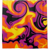 Spill - Oranje, zwart, roze en geel Douchegordijn (Voorkant)