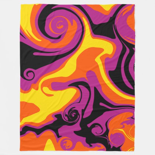 Spill - Oranje, zwart, roze en geel Fleece Deken (Voorkant)