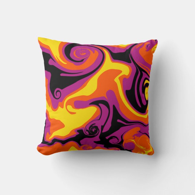 Spill - Oranje, zwart, roze en geel Kussen (Voorkant)