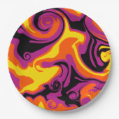 Spill - Oranje, zwart, roze en geel Papieren Bordje (Voorkant)